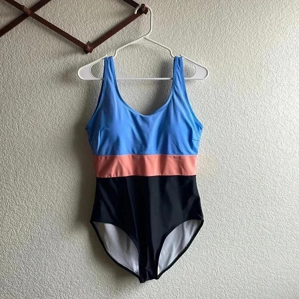 Color Block One Piece Swim Suit